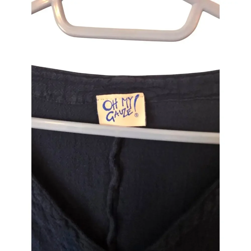 Oh My Gauze Mike Cotton Gauze Blouse Navy Blue  Small/Medium